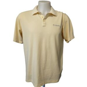 Columbia Polo Shirt Mens Medium Golf Casual Omni-Wick blend 3 button Logo Yellow